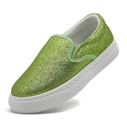 Kids Slip On Sneakers Girls Boys Glitter Shoes Low Top Toddler Canvas Casual Shoes Comfortable Sequins Walking Shoes