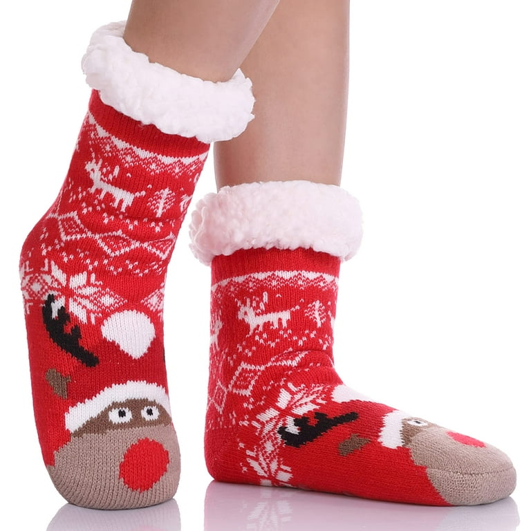 Baby Girls Boys Toddler Anti Slip Long Socks Kids Winter Fleece Floor Grip  Socks