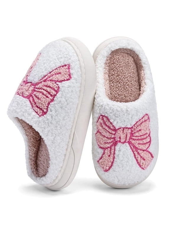Kid Cotton Slipper for Toddler Boys Girls, Soft Plush Cute Fuzzy Winter Slide House Slippers, Warm Non‑Slip Thick Sole Footwear for Little Kid & Big Kid
