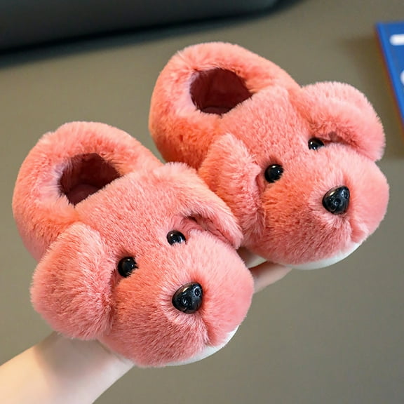 Kids Slippers Fluffy Animal Bedroom Slippers Warm Soft Comfortable Fun Slippers Christmas Slippers for Little Girls 18-24 Months
