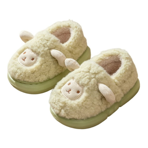 Kids Slippers Girls Cozy Winter Slippers for Kids Toddler Soft Plush Indoor Slippers Non with Cute Sheep Design Baby Slippers Green 33