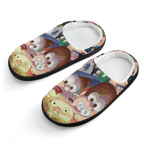 Kids Slippers Gravity Falls House Slippers Warm Soft Plush Slipper Anti-Slip Winter House Shoes for Boys Girls