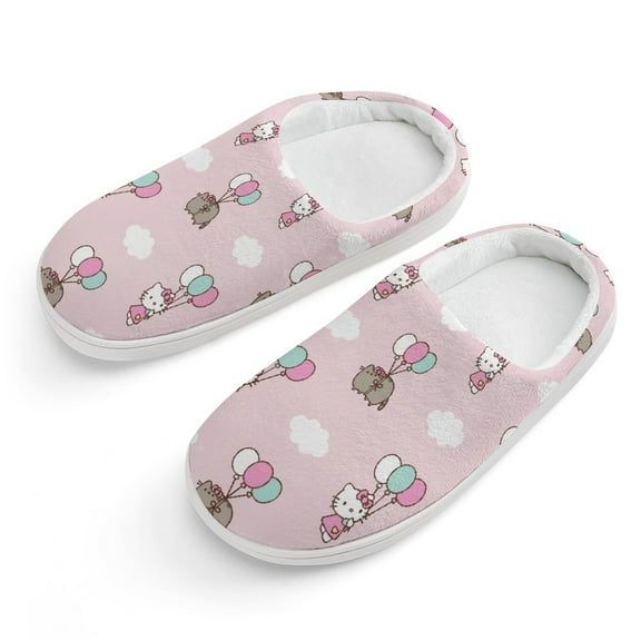 Kids Slippers Hello Kitty House Slippers Warm Soft Plush Slipper Anti-Slip Winter Fluffy House Shoes for Boys Girls