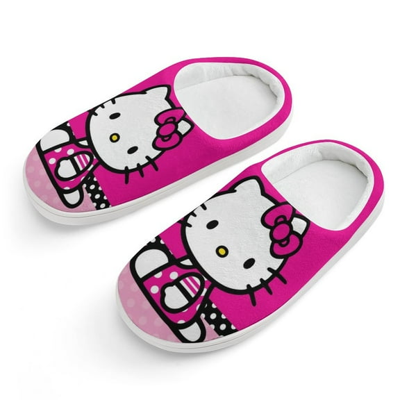 Kids Slippers Hello Kitty House Slippers Warm Soft Plush Slipper Anti-Slip Winter Fluffy House Shoes for Boys Girls