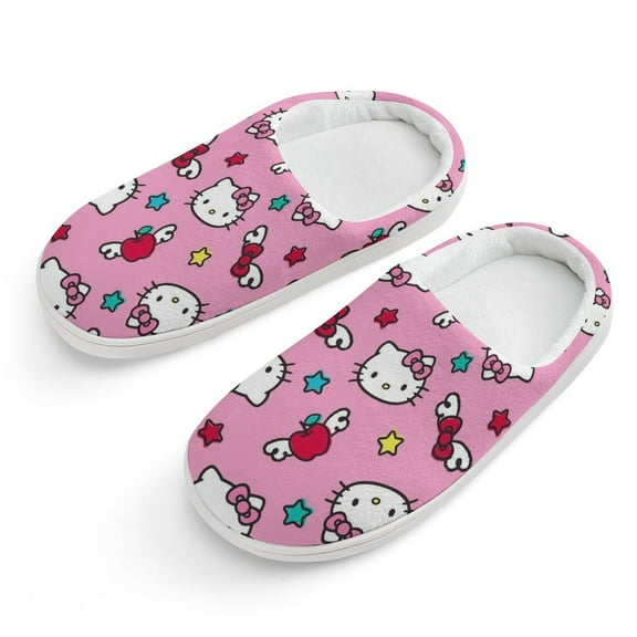 Kids Slippers Hello Kitty House Slippers Warm Soft Plush Slipper Anti-Slip Winter Fluffy House Shoes for Boys Girls