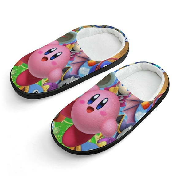 Kids Slippers Kirby House Slippers Warm Soft Plush Slipper Anti-Slip Winter House Shoes for Boys Girls