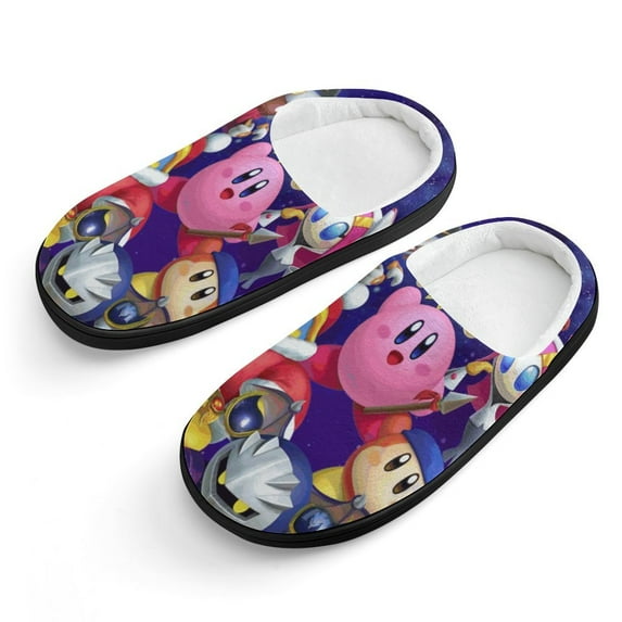 Kids Slippers Kirby House Slippers Warm Soft Plush Slipper Anti-Slip Winter House Shoes for Boys Girls