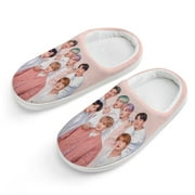 Kids Slippers Kpop BTS House Slippers Warm Soft Plush Slipper Anti-Slip Winter Fluffy House Shoes for Boys Girls