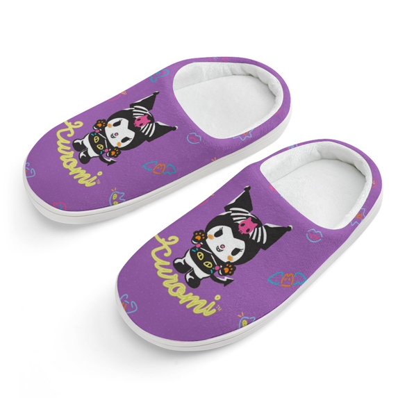 Kids Slippers Kuromi And My Melody House Slippers Warm Soft Plush Slipper Anti-Slip Winter Fluffy House Shoes for Boys Girls