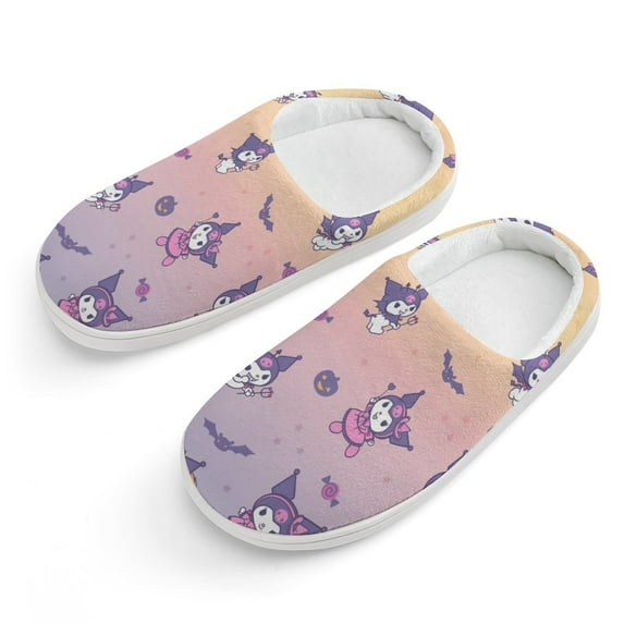 Kids Slippers Kuromi And My Melody House Slippers Warm Soft Plush Slipper Anti-Slip Winter Fluffy House Shoes for Boys Girls
