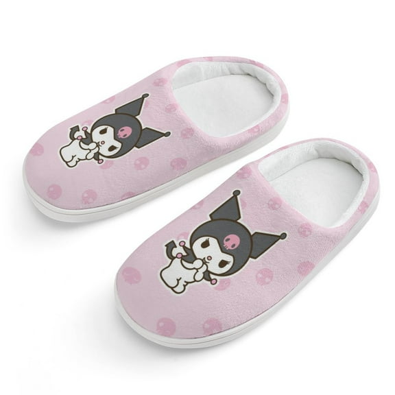 Kids Slippers Kuromi And My Melody House Slippers Warm Soft Plush Slipper Anti-Slip Winter Fluffy House Shoes for Boys Girls