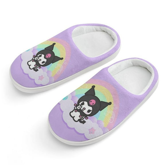 Kids Slippers Kuromi And My Melody House Slippers Warm Soft Plush Slipper Anti-Slip Winter Fluffy House Shoes for Boys Girls