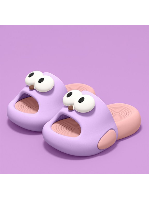 Kids Slippers Open Toe Thick Sole Slides Lightweight Sandals for Summer Daily Play & Beach Activities Purple Size C