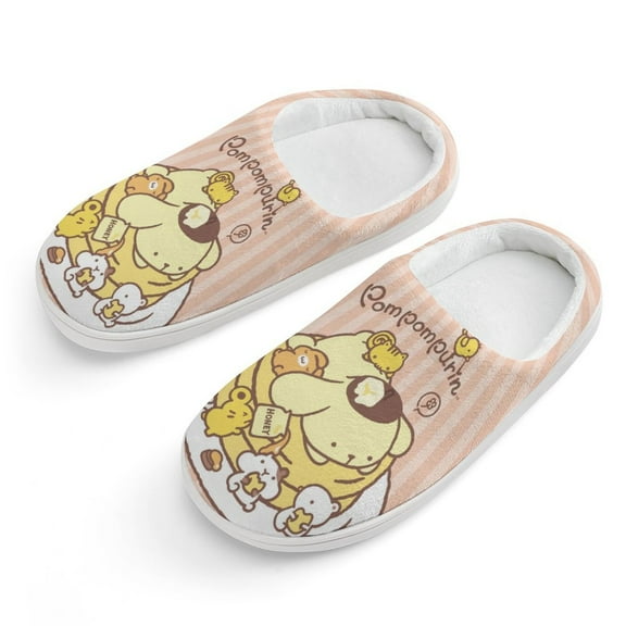 Kids Slippers Pompompurin House Slippers Warm Soft Plush Slipper Anti-Slip Winter Fluffy House Shoes for Boys Girls