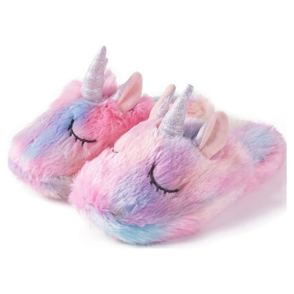 Kids Slippers Unicorn Cute House Slippers Memory Foam Girls Fuzzy Slides