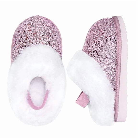 Kids Plush Fuzzy Slippers for Toddler Boys & Girls, Soft Warm Winter House Shoes, Non-Slip Thick Sole Bedroom Slides for Little Kid & Big Kid