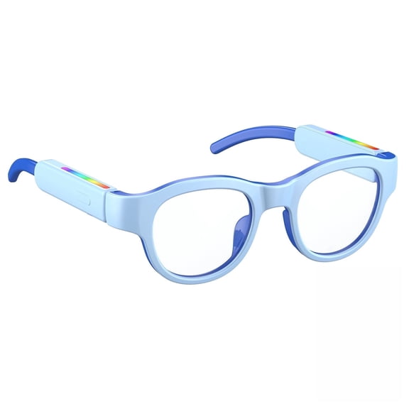 Kids Smart Glasses with RGB Lights, Open Ear Bluetooth Audio Glasses, UV400 Blue Light Blocking, Built-in Mic, Hands Free Calls, Voice Control, Magnetic Charging