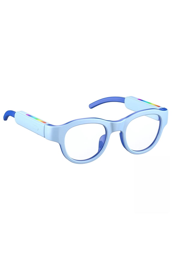 Kids Smart Glasses with RGB Lights, Open Ear Bluetooth Audio Glasses, UV400 Blue Light Blocking, Built-in Mic, Hands Free Calls, Voice Control, Magnetic Charging