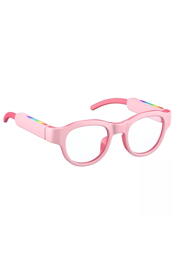 Kids Smart Glasses with RGB Lights, Open-Ear Bluetooth Audio Glasses with Mic, Hands-Free Calling, Voice Control, UV400 Blue Light Blocking, Magnetic Charging, Compatible with iOS & Android