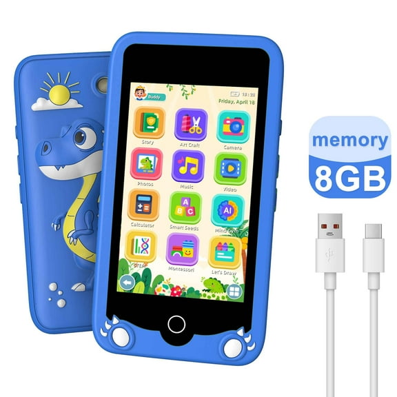 Kids Smart Phone, 3.97" Touchscreen Toddler Learning Play Toy Phonewith Music Player, Educational Games, Dual Camera, Parental Control, Drop-Proof, Gift for Ages 3-12