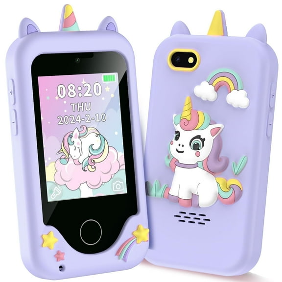 Kids Smart Phone for Girls Unicorn Gifts for Age 6-8 with Dual Camera Music Game Stories Touchscreen Kids Phone Learning Toy Christmas Birthday Gifts for 3 4 5 6 7 Year Old Girls with 8G SD Card