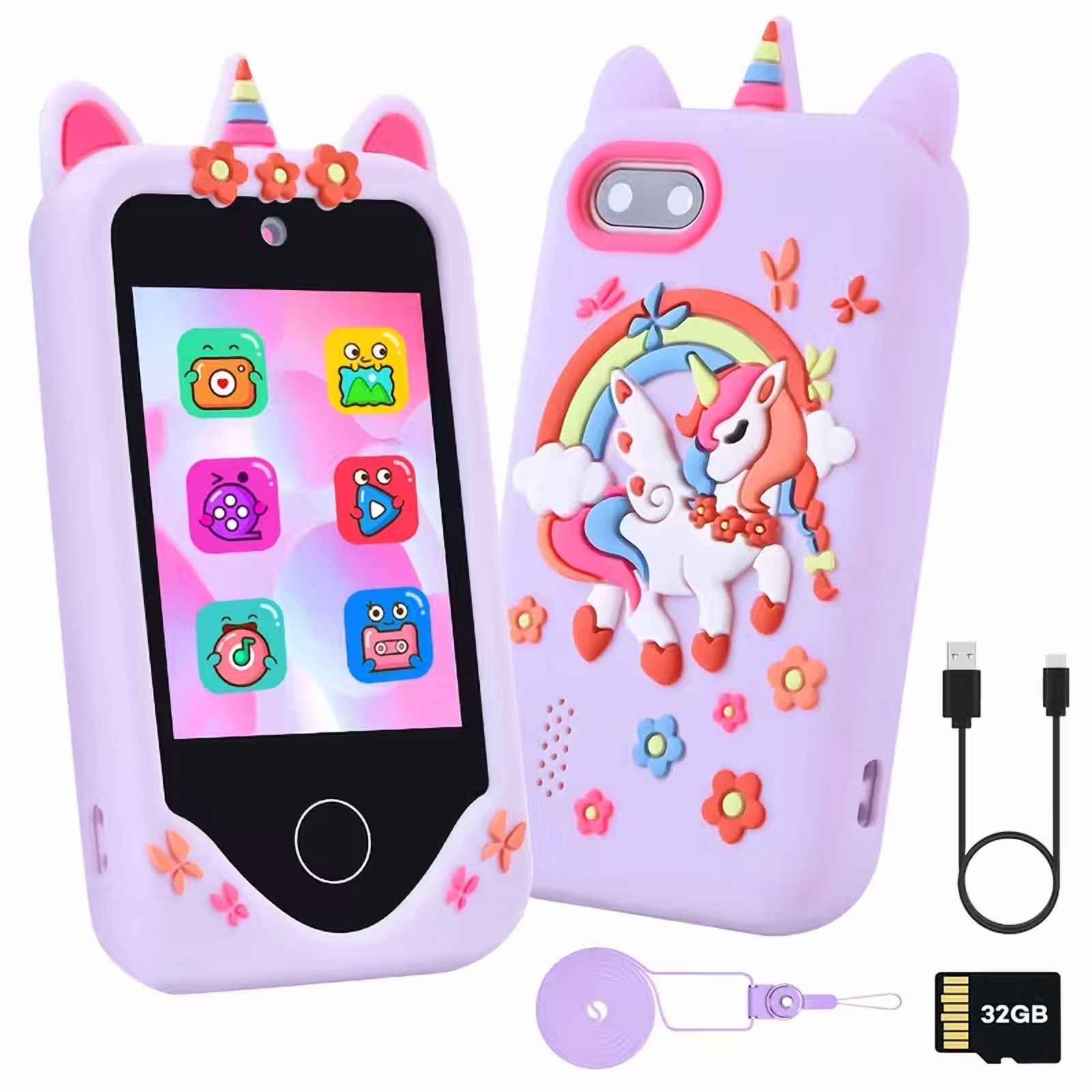 TEAMD Kids Smart Phone, Toddler Learning Toy Phone with Camera,Game,Music Player, kids phone, Best Christmas Birthday Gift for 3-11 Year Old-Purple