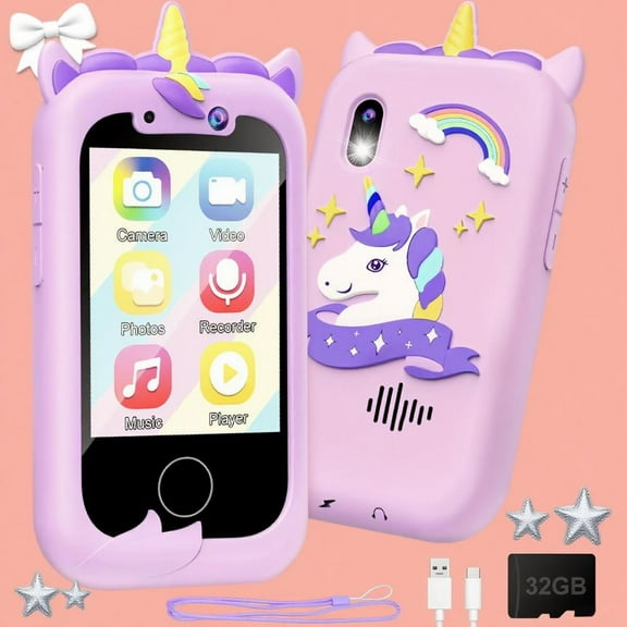Kids Smart Phone Toy for Girls (Purple) - Real Working Play Cell Phone, Toddler Learning Toy, Christmas & Birthday Gifts for Girls Ages 3-10