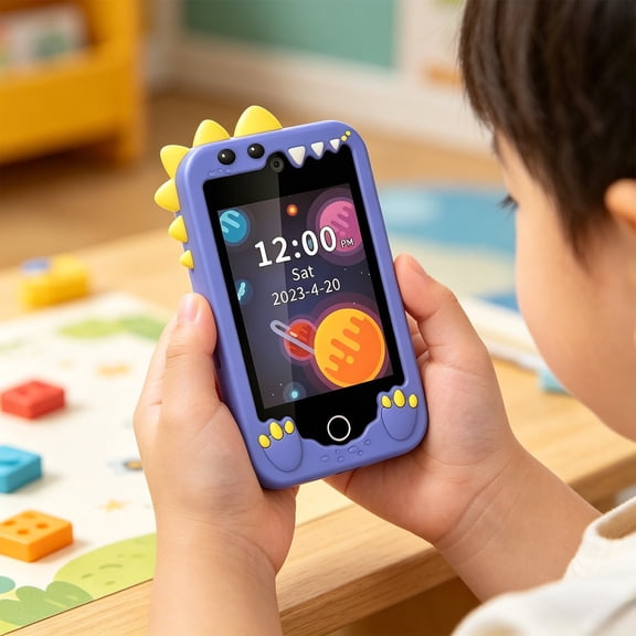 Kids Smart Toy Phone with Dual Camera and Touchscreen 3.9 Inch, Children's Learning Music Player Recorder with 512MB Card for Boys Girls Gift