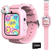 HENOTIAN 1.83" Kids Smart Watch for Girls HD Touch Screen with 39 Educational Games, Camera, Pedometer, Alarm Clock, ABC Learning, Music Player, Birthday Gift for Boys Girls Ages 5-12