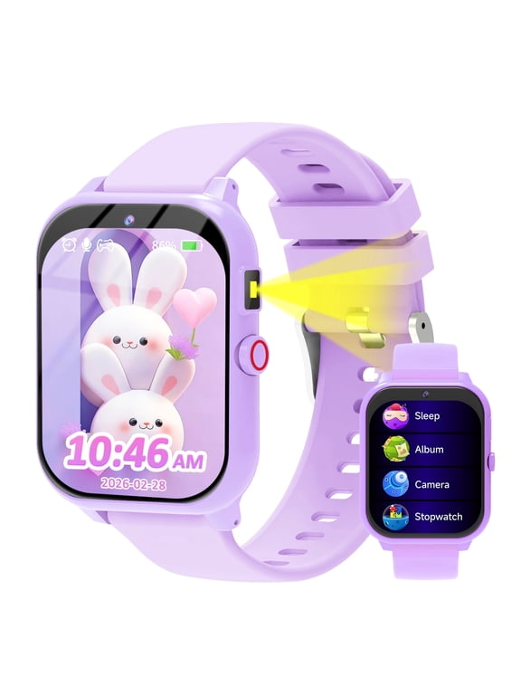 Kids Smart Watch with 1.83" Touch Screen, DIY Watch Face,Pedometer and sleep multifunctional,Educational Birthday Gifts for Boys Girls Ages 4 5 6 7 8+ (Purple)