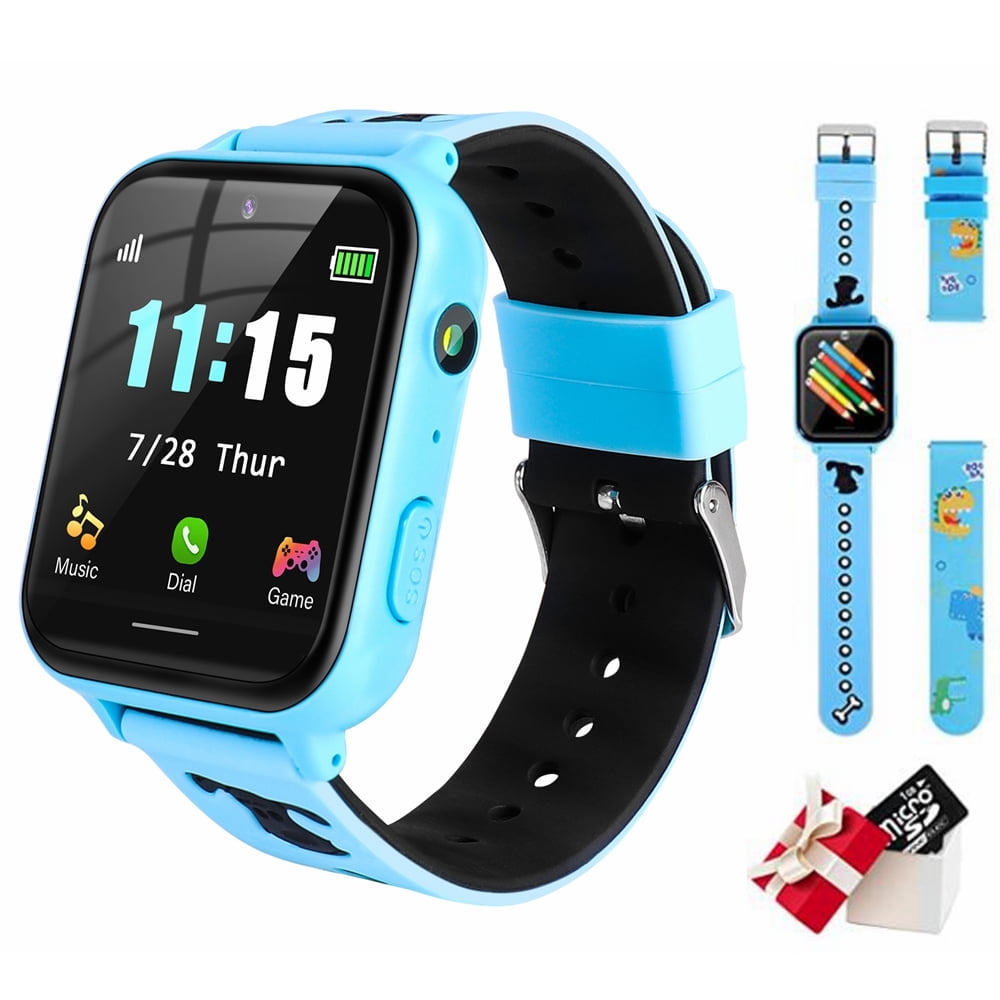 Kids Smart Watch for Boys Girls -Gifts for 4-12 Year Old Kids, 10 Funny Games SOS Call Music Player Camera Alarm Clock Calculator, Educational Learning Toys (Blue)