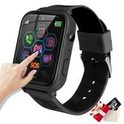Kids Smart Watch for Boys Girls, Kids Smartwatch with Call SOS 10 Games Camera Music Player Calculator Touch Screen Wristwatchwith 1GB SD Card, Birthday Gift for Kids Aged 4-12 Black