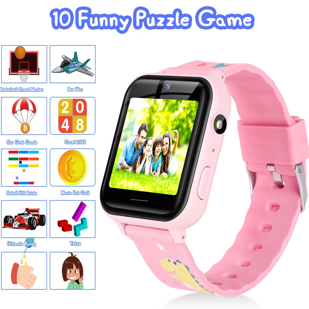 Kids Game Smart Watch Gift for Girls Age 6-12, 24 Puzzle Games HD Touch  Screen Kids Watches with Video Camera Music Player Pedometer Flashlight