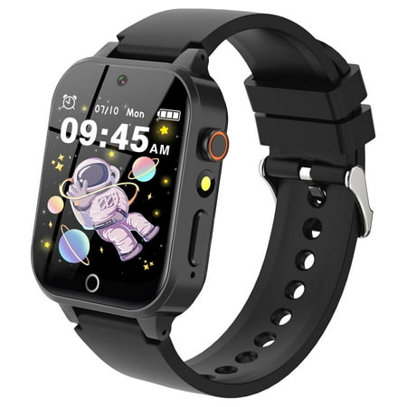 Kids Smart Watch Girls Boys - Smart Watch for Kids Games Watch with 26 Games Music Player HDCamera Pedometer Alarm Video Flashlight Birthday Gifts for Kids 3-12 Years Old(Black)