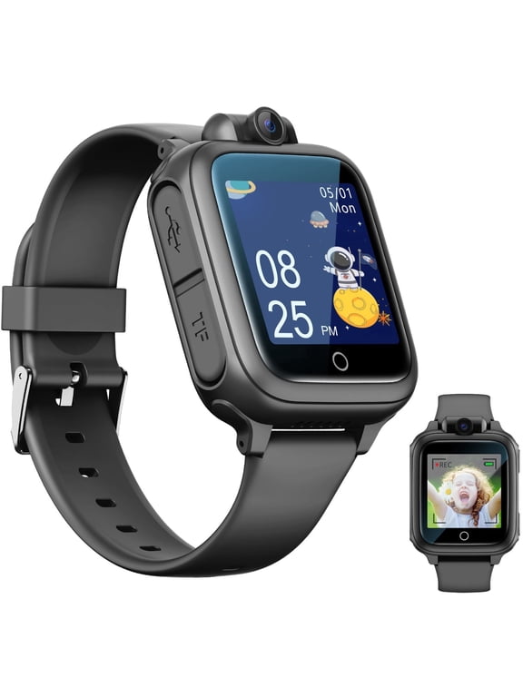 Kids Smart Watch with 90° Rotatable Camera, 14 Educational Games, Music Player, No App Required, Ages 5-12, Black