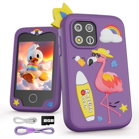 Amazingocean Smart Phone for Kids,Kids Toy Phone for Toddlers with Flamingo, Gifts for 3-8 Years, Christmas Birthday Gift for Toddler Halloween Gift for Christmas