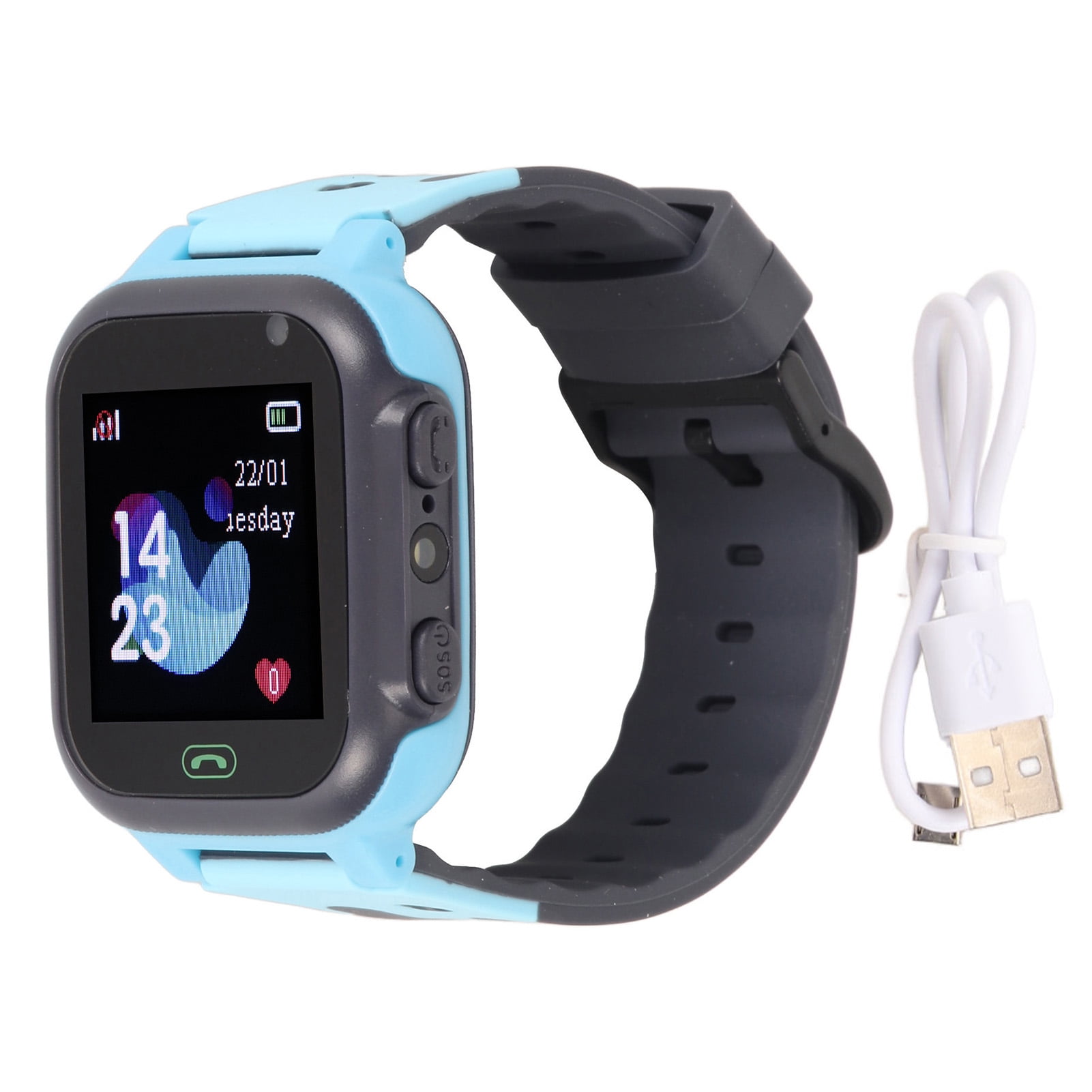 Kids Smartwatch 1.44in Color Touch Screen Children Smart Watch 2G GSM Phone Call LBS Positioning SOS Games Classroom Mode Blue