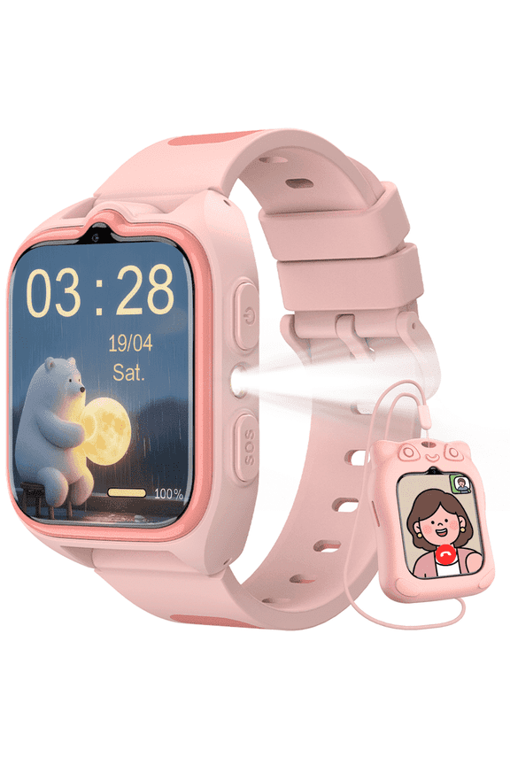 Kids Smart Watch for Boys Girls Ages 4-12 - 1.75" Touch Screen with 32 Educational Games, Music Player, Pedometer, IP68 Waterproof, Alarm, Calculator, Habit Tracker (Pink)