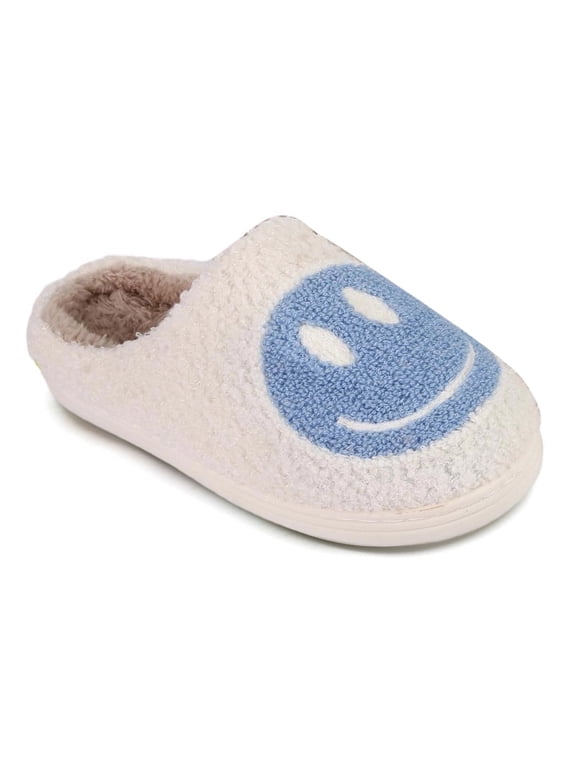 Kids Smile Face Slippers for Girls Boys, Cute Soft Plush Non-Slip Warm House Slippers Toddler Smile Slipper Indoor Outdoor