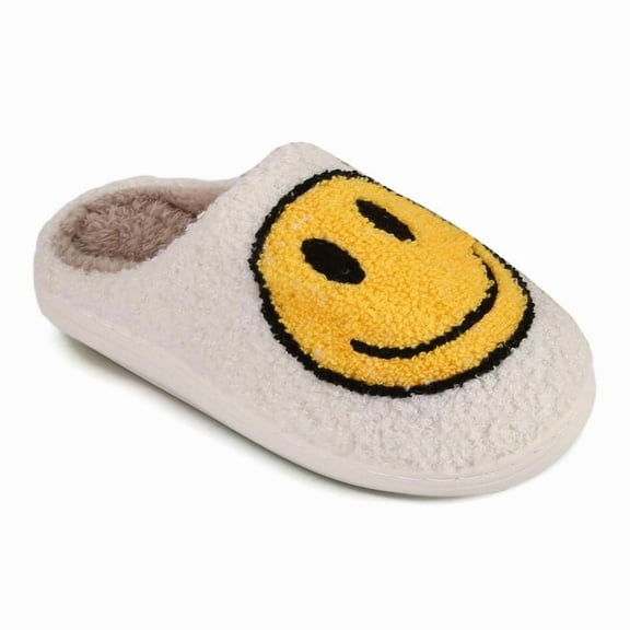 Kids Smile Face Slippers for Girls Boys, Cute Soft Plush Non-Slip Warm House Slippers Toddler Smile Slipper Indoor Outdoor