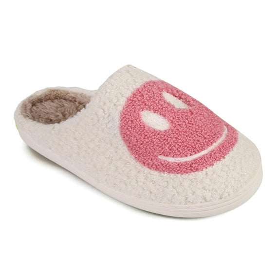 Kids Smile Face Slippers for Girls Boys, Cute Soft Plush Non-Slip Warm House Slippers Toddler Smile Slipper Indoor Outdoor