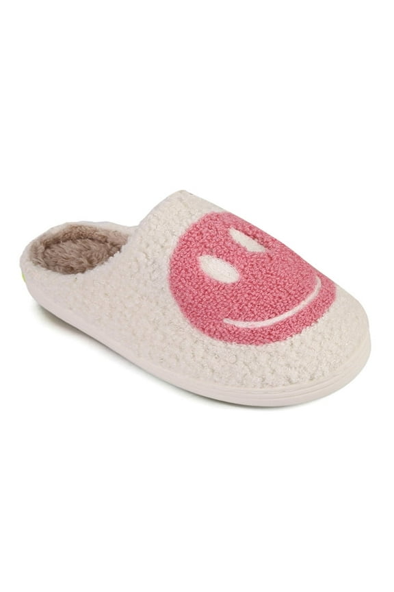 Kids Smile Face Slippers for Girls Boys, Cute Soft Plush Non-Slip Warm House Slippers Toddler Smile Slipper Indoor Outdoor