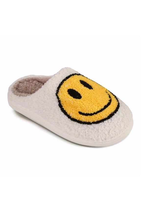Kids Smile Face Slippers for Girls Boys, Cute Soft Plush Non-Slip Warm House Slippers Toddler Smile Slipper Indoor Outdoor