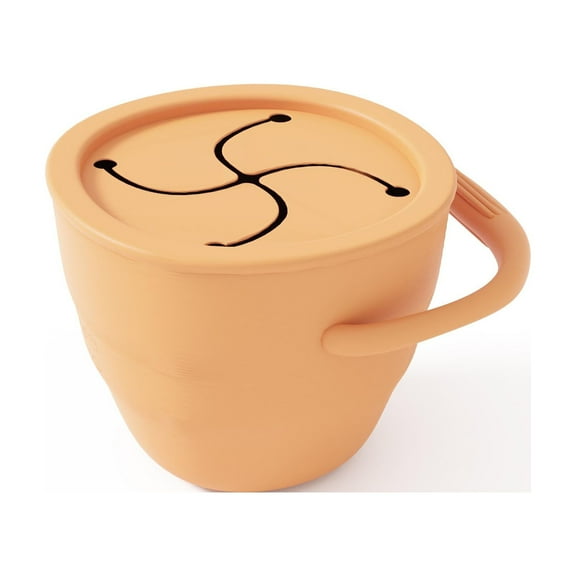 Kids Snack Cup by Muqee Peeko in Baby Apricot Color with Soft Lid for Baby Snacking