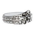 thumbnail image 1 of Kids Snap On Art work Skull Cross Bone Punk Rock Silver Studded Leather Belt, 1 of 3