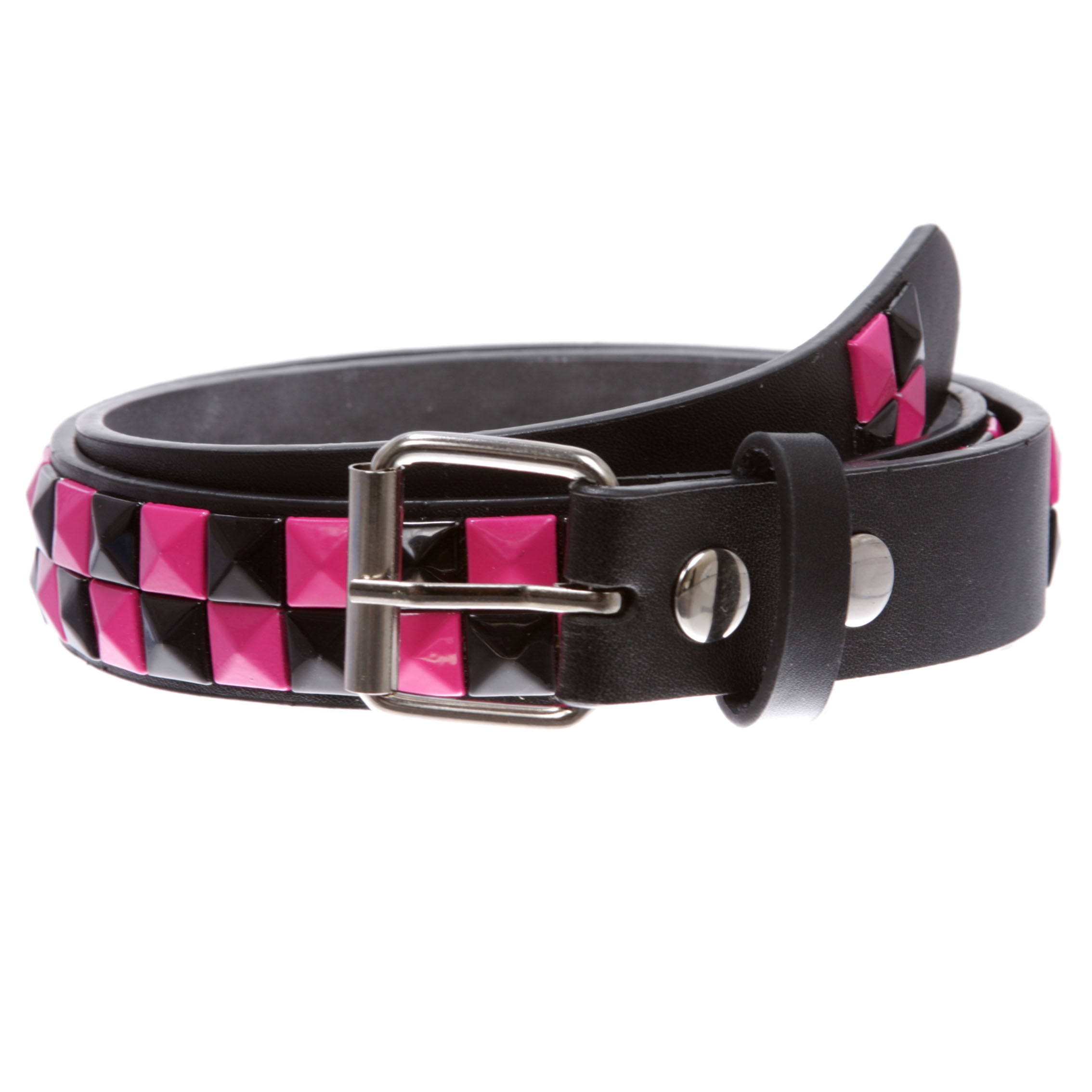 Kids Snap On Punk Rock Black & Hot Pink Star Studded Checkerboard