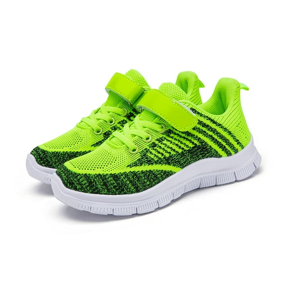Kids Sneakers for Boys Fashion All Season Children Boys Sports Shoes Flat Thick Bottom Lightweight Non Slip Lace Up Hook Loop Colorblock Mesh Upper Breathable And Comfortable(Green,14.5-15 Years)