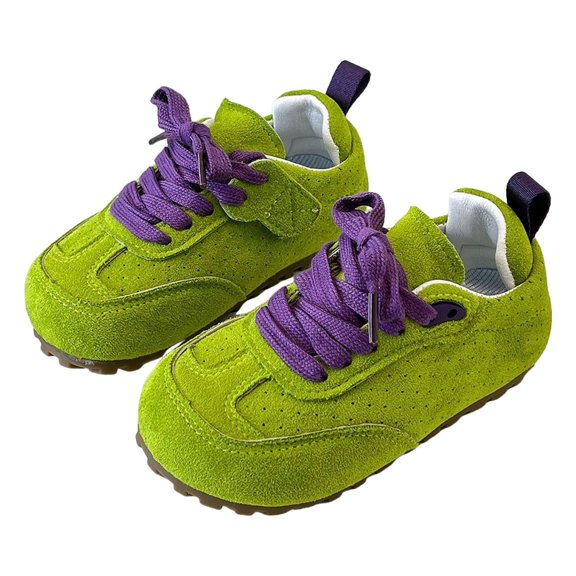 Kids Sneakers Boys Girls Casual Suede Walking Shoes Antislip Lace up Skate Shoes Comfortable Arch Support Tennis Athletic Shoes Green 12 Little Kid