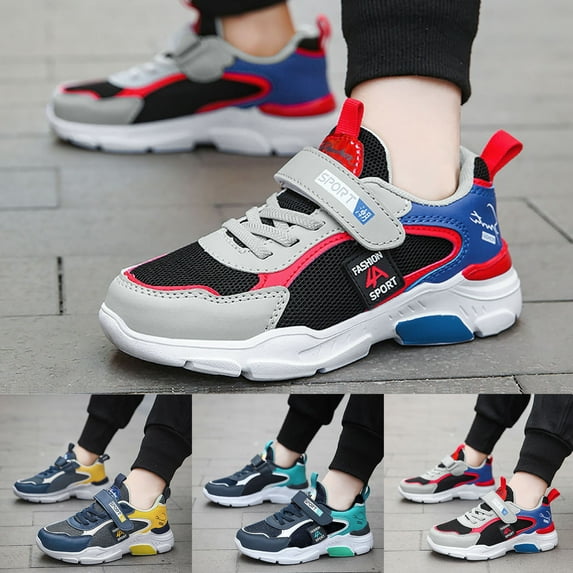 Kids Sneakers Breathable Casual Shoes Mesh Lightweight Outdoor Breathable Sports Running Blue 4 Y-5 Y