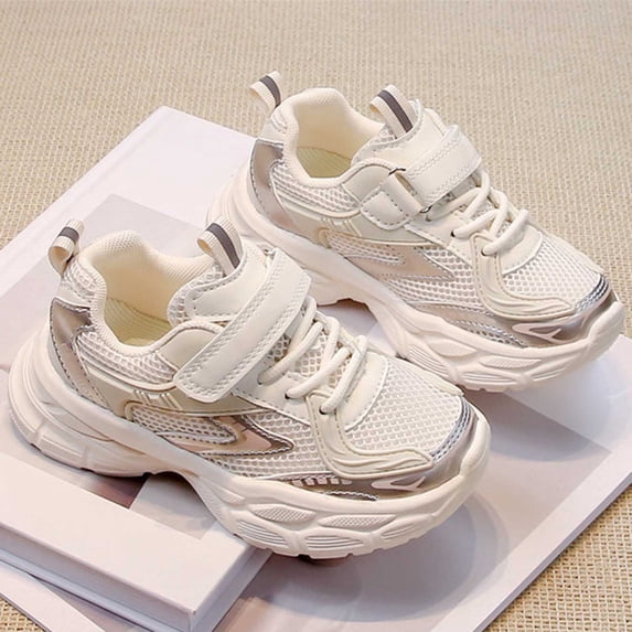 Kids Sneakers Girls Shoes Boys Quick Dry Breathable White Tennis Shoes Cushioned Non- Running Shoes Wide Toe Box School Uniform Golf Shoes for Tennis Running School Sports
